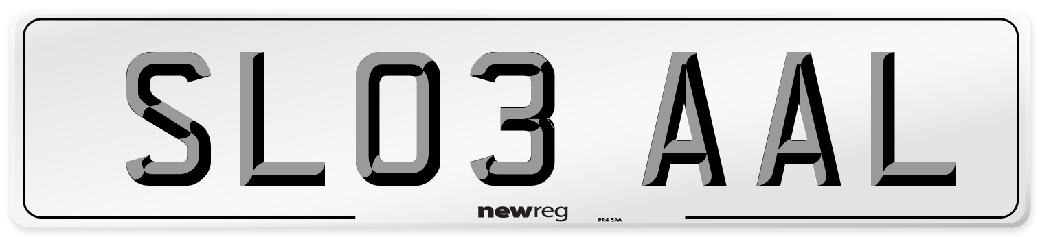 SL03 AAL Number Plate from New Reg